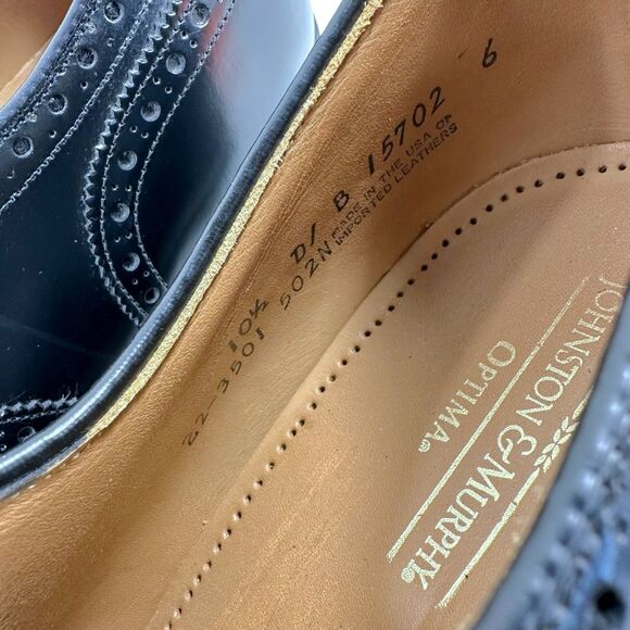 Johnston & Murphy Optima Black Leather Wing Tip Brogue Men's Size 10.5 - Picture 3 of 9